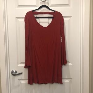 Red dress with bell sleeves